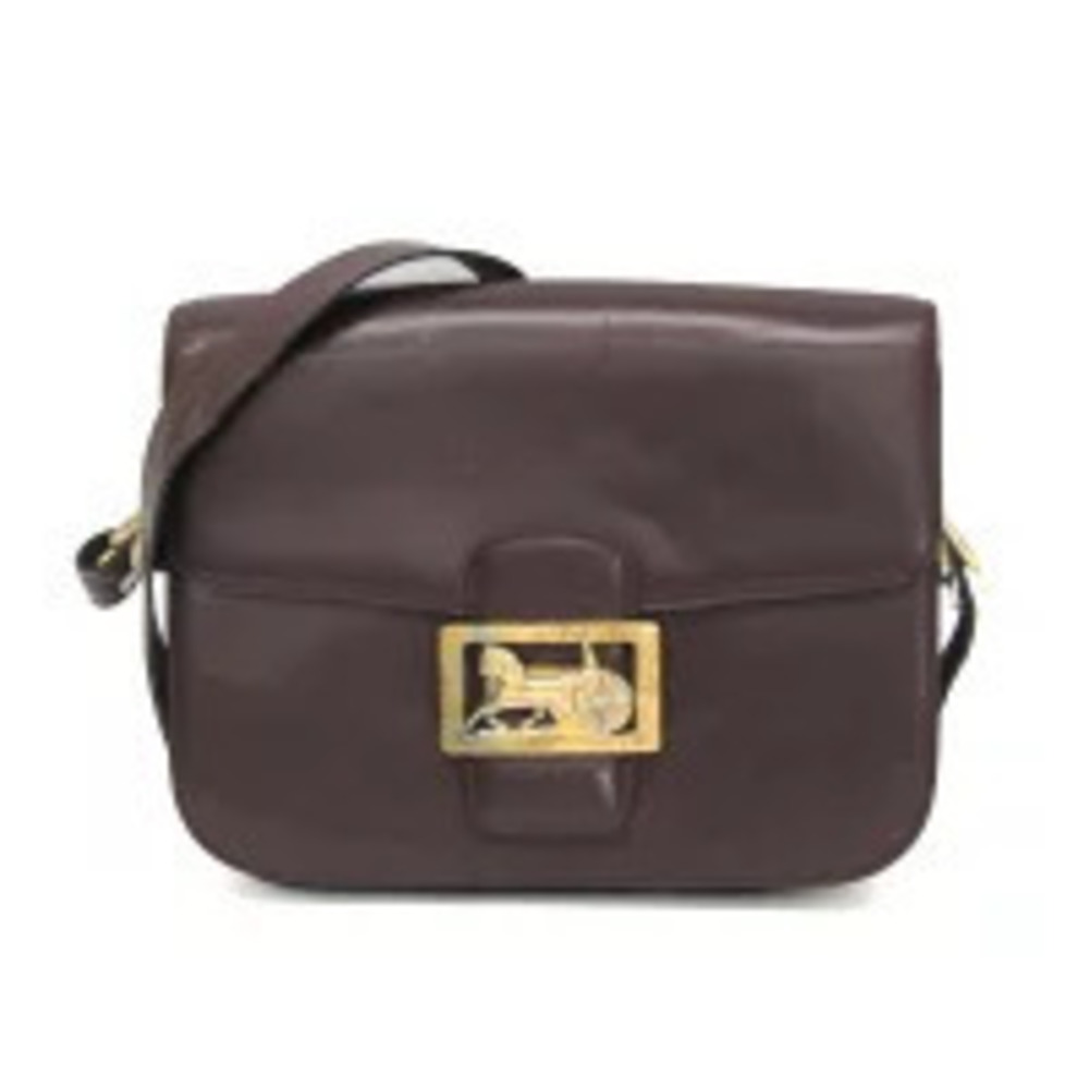 Celine Leather Shoulder Bag Carriage Brown